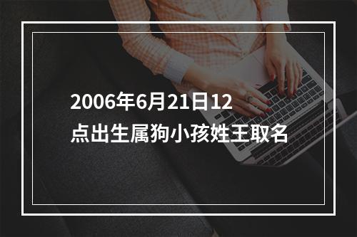 2006年6月21日12点出生属狗小孩姓王取名