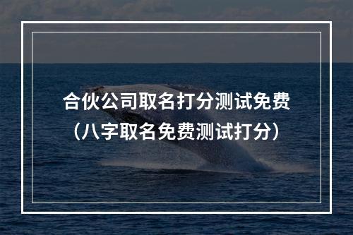 合伙公司取名打分测试免费（八字取名免费测试打分）